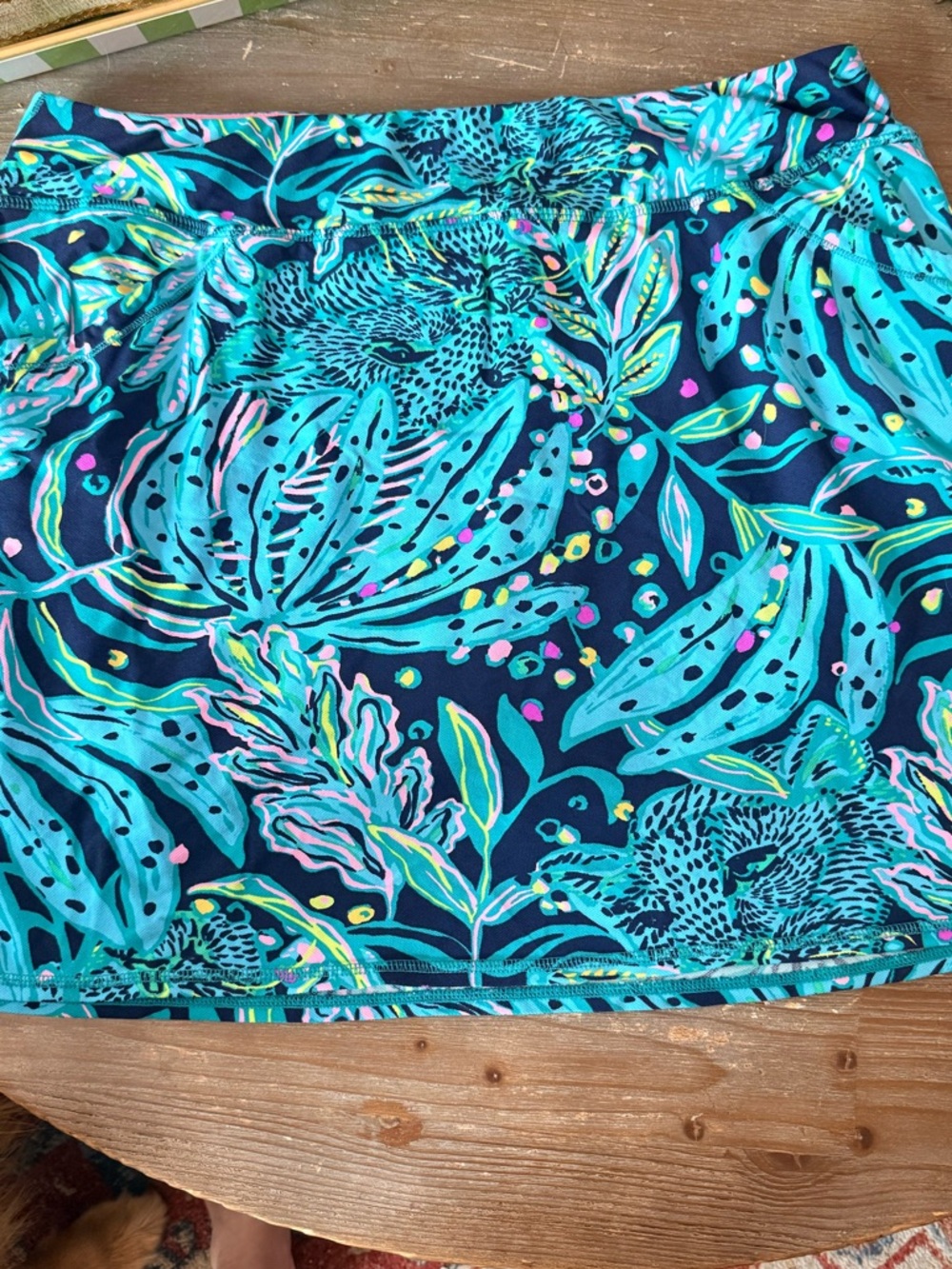 Lilly Pulitzer Turquoise Navy Floral Skort Womens Size XL